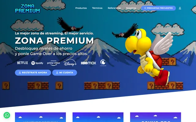 Portada de la tienda ZonaPrem con estética de videojuego retro